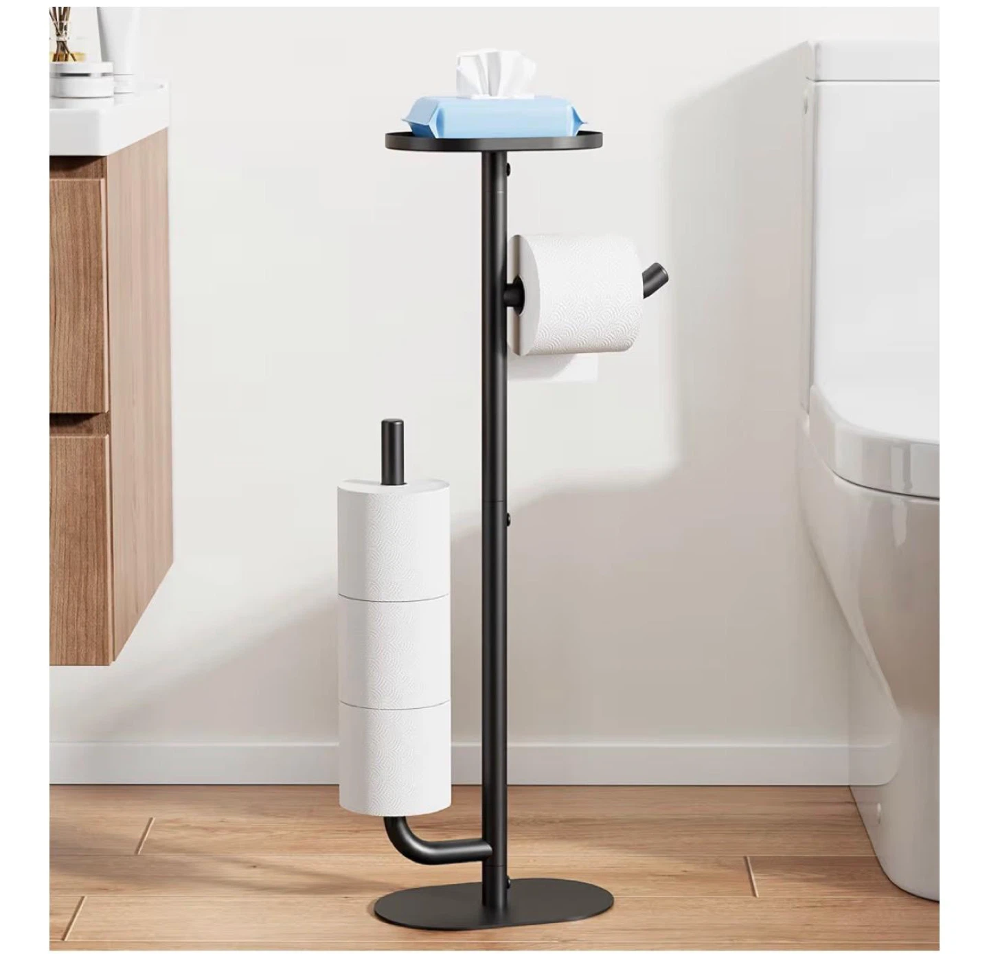Kitsure Toilet Paper Holder Stand - Black - photo 3