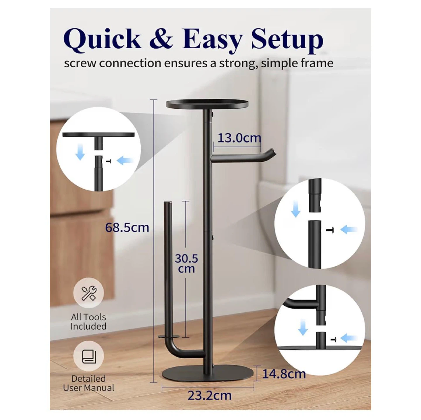 Kitsure Toilet Paper Holder Stand - Black - photo 2