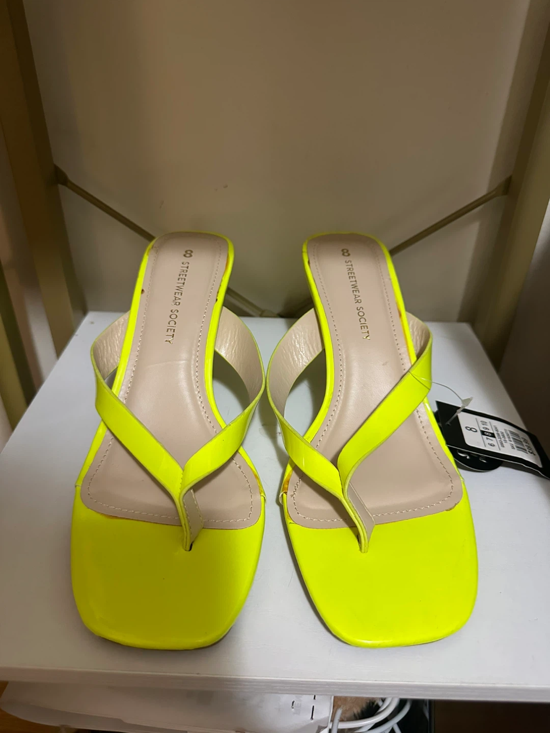 Streetwear Society Women's Neon Yellow Heeled Flip-Flops Size 8 - photo 2