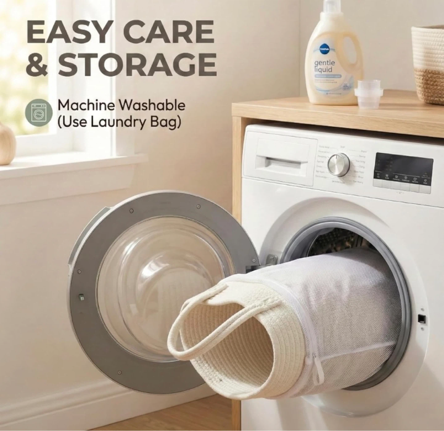New 115L Woven Rope Blanket Basket White - photo 4