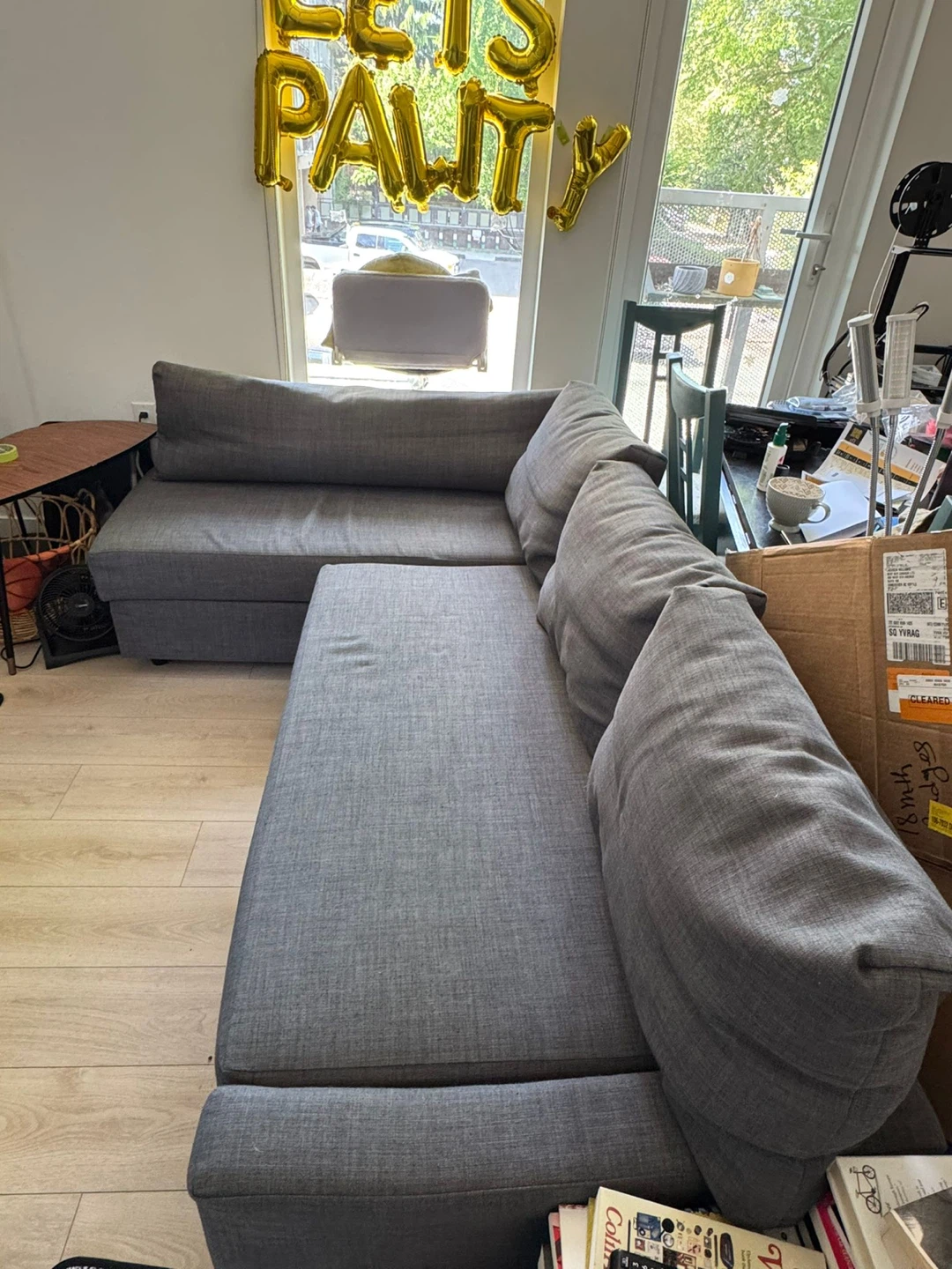 Grey Sectional Sofa with Pull-Out Bed
