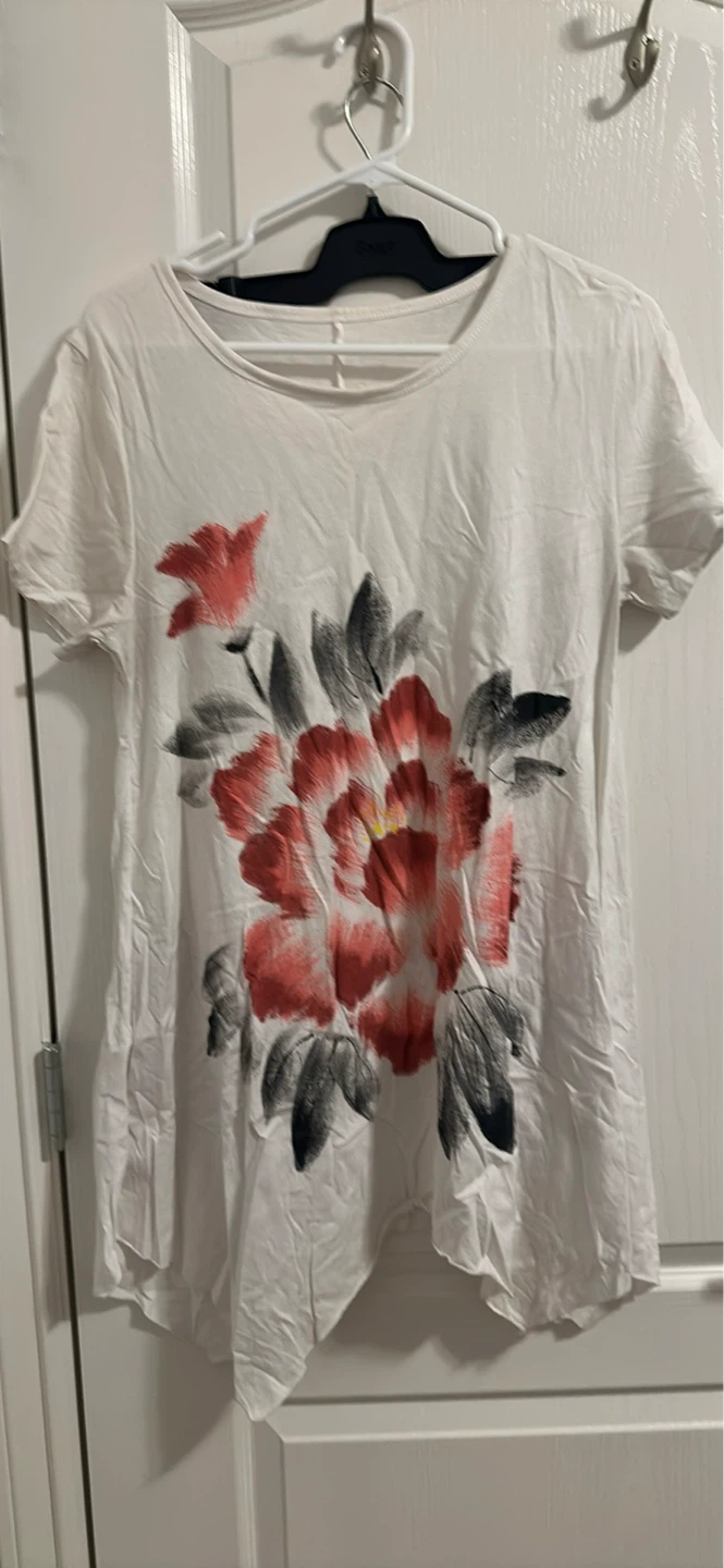 White T-Shirt with Floral Print