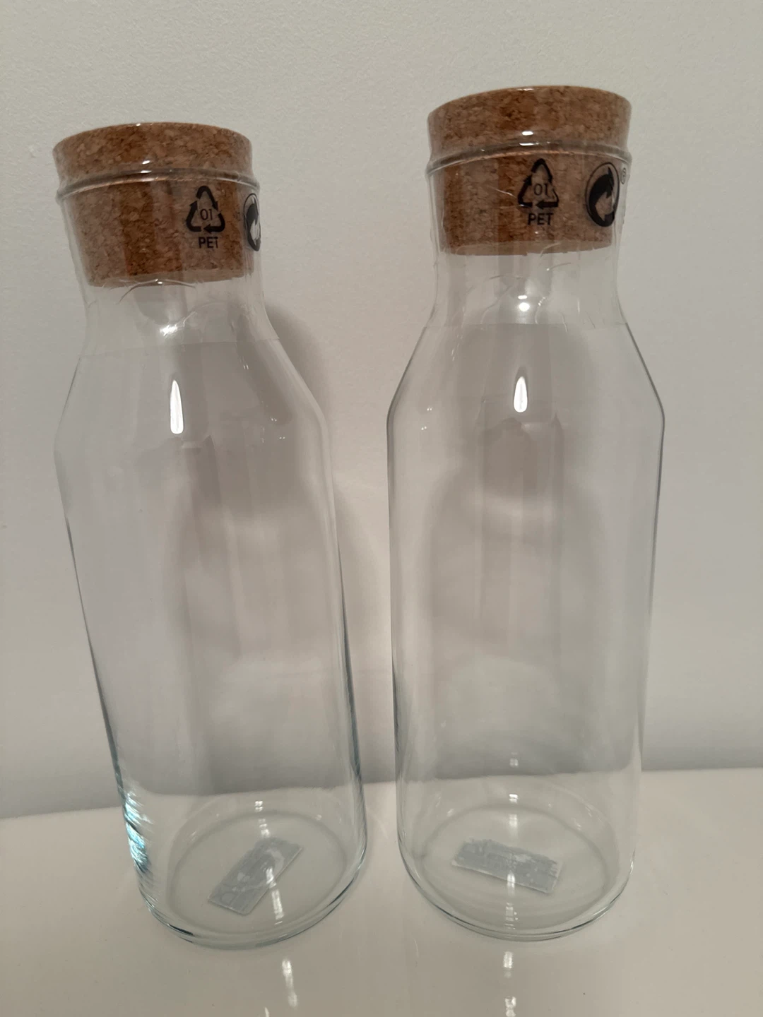IKEA Glass Bottles with Cork Lids - Set of 2