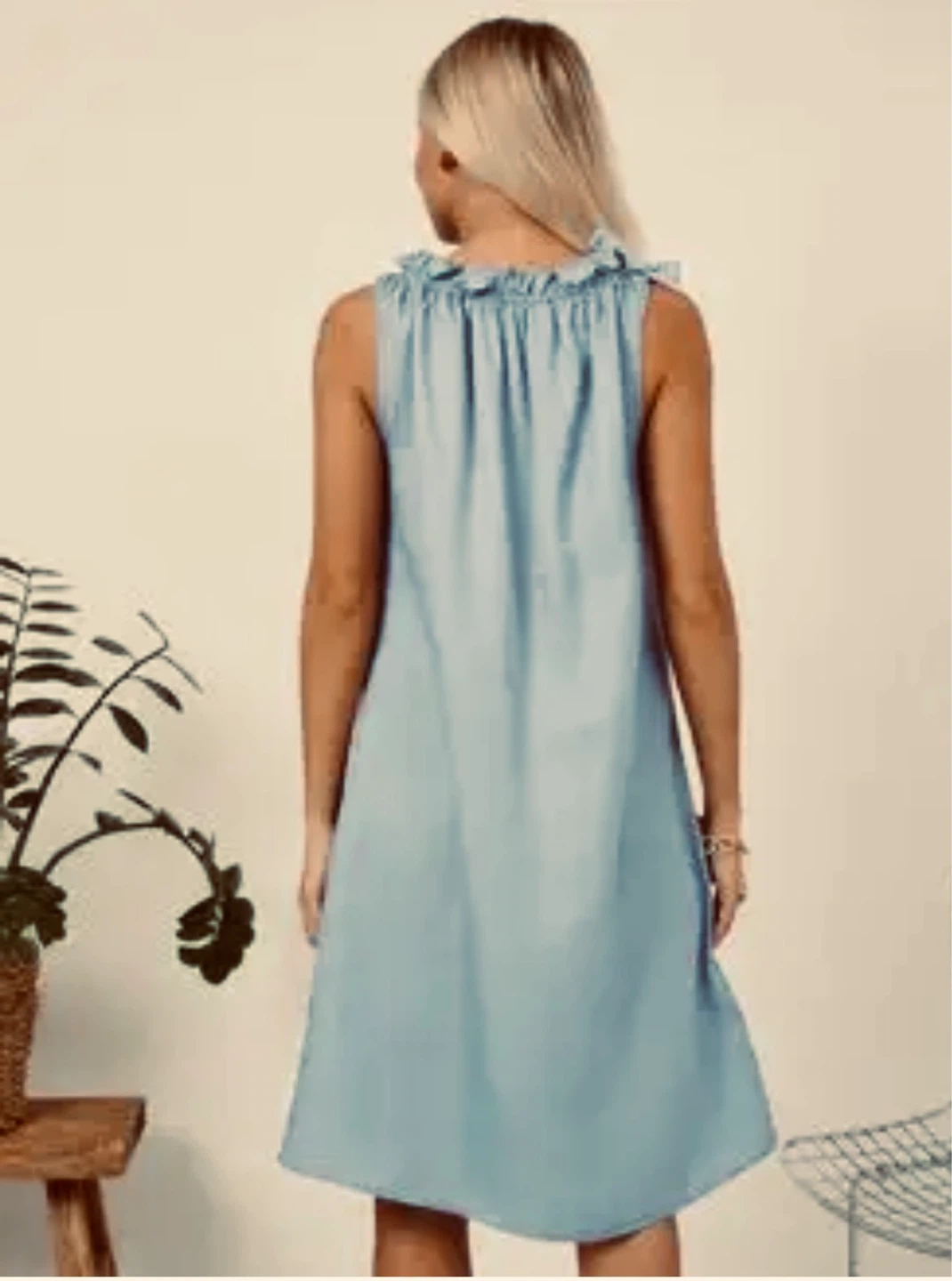 Light Blue denim Sleeveless Dress - photo 2