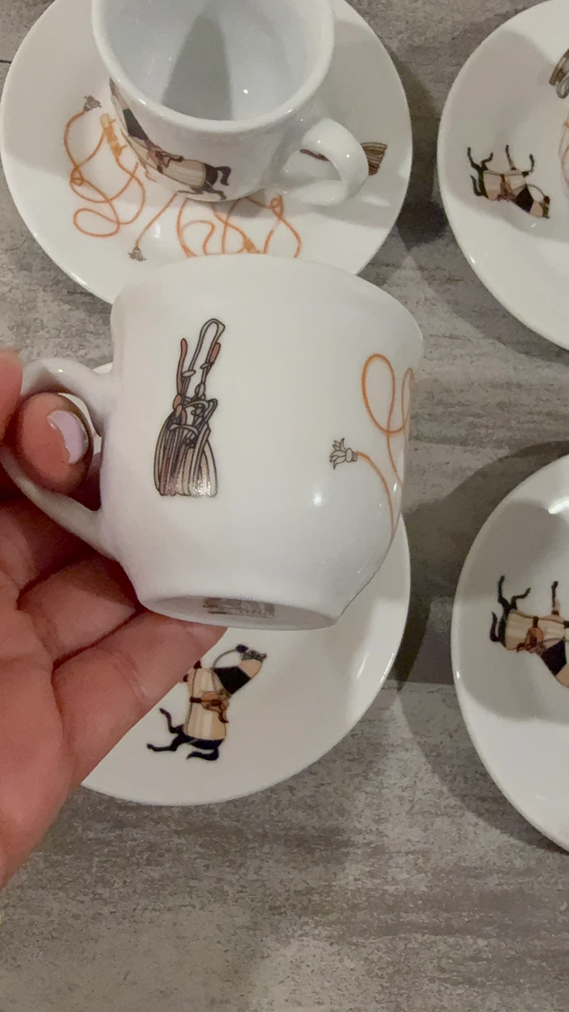 Set of 6 Espresso Cups and Saucers - photo 3