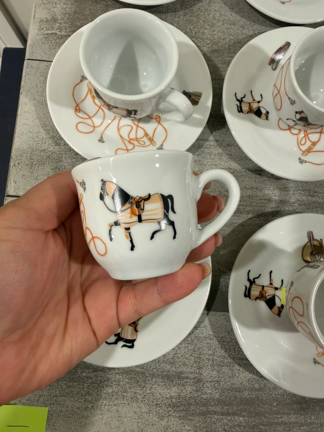 Set of 6 Espresso Cups and Saucers