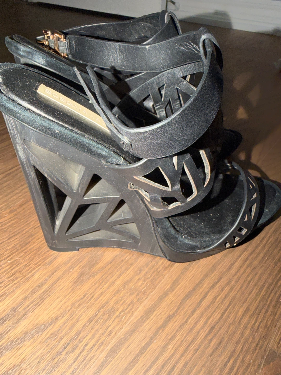 BCBGMaxazria Black Strappy Wedge Heels - photo 2