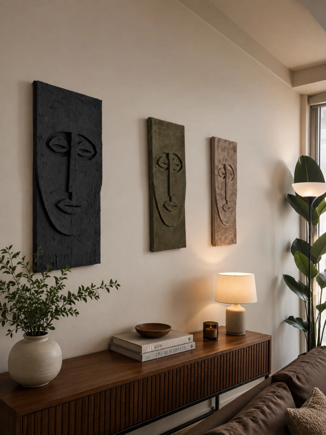 Handcrafted Abstract Faces Wall Art | Modern Sculptural