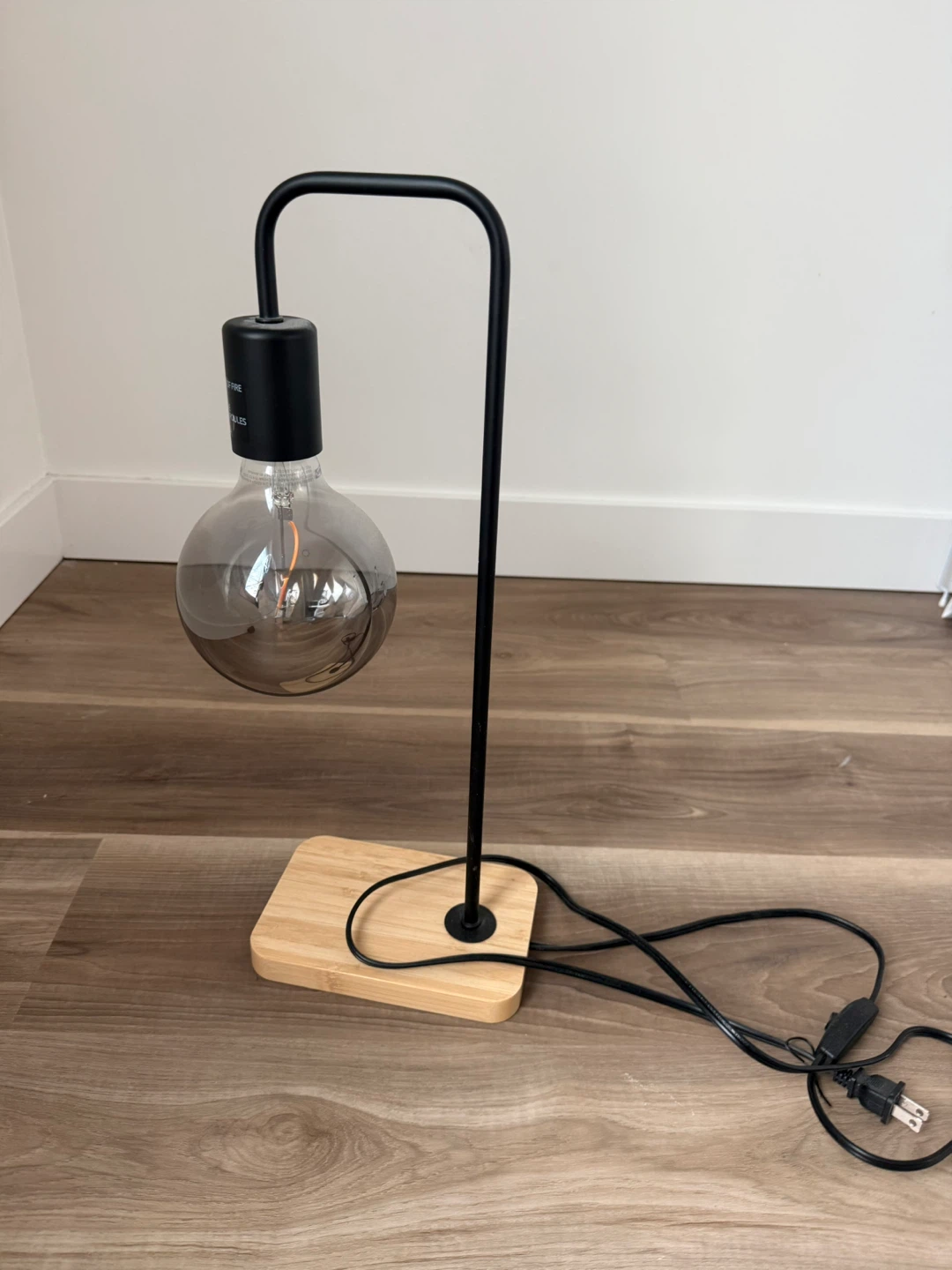 Ikea TVÄRHAND Table lamp, black/bamboo