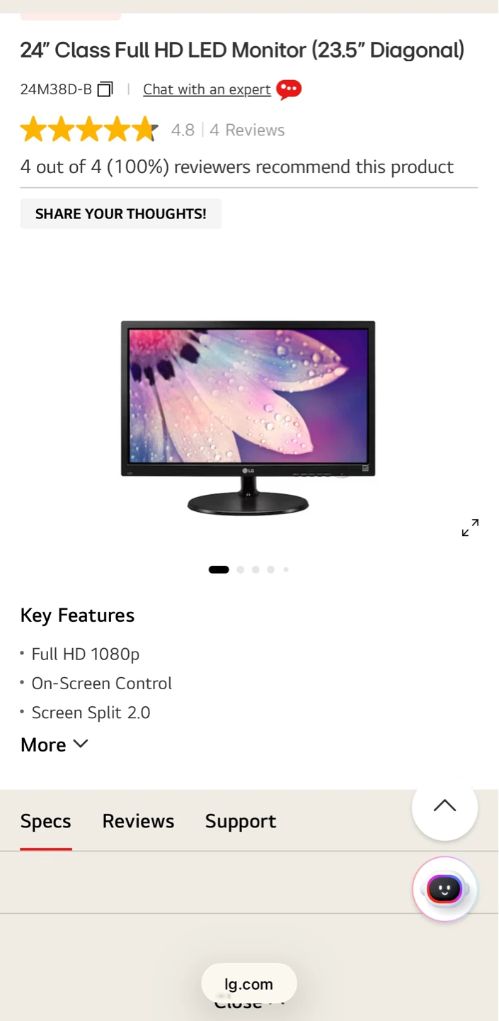 LG 24M38D-B 24" Class Full HD LED Monitor