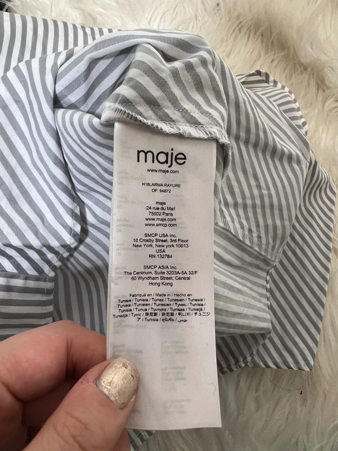 Maje Striped Cold Shoulder Blouse Size 2 - photo 3