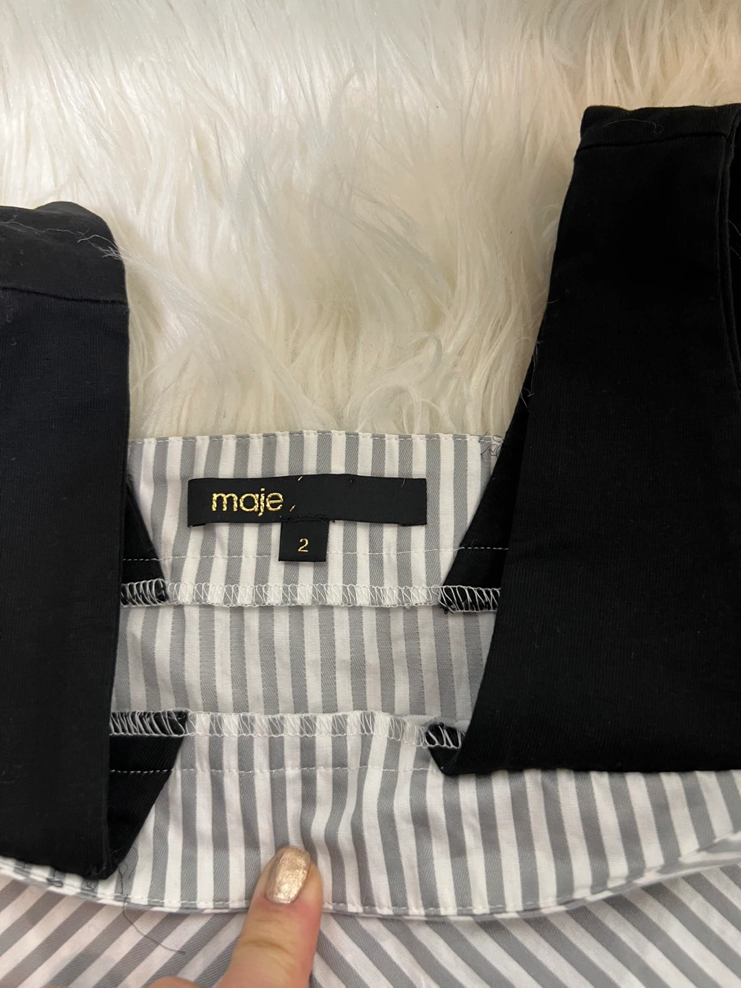 Maje Striped Cold Shoulder Blouse Size 2 - photo 2