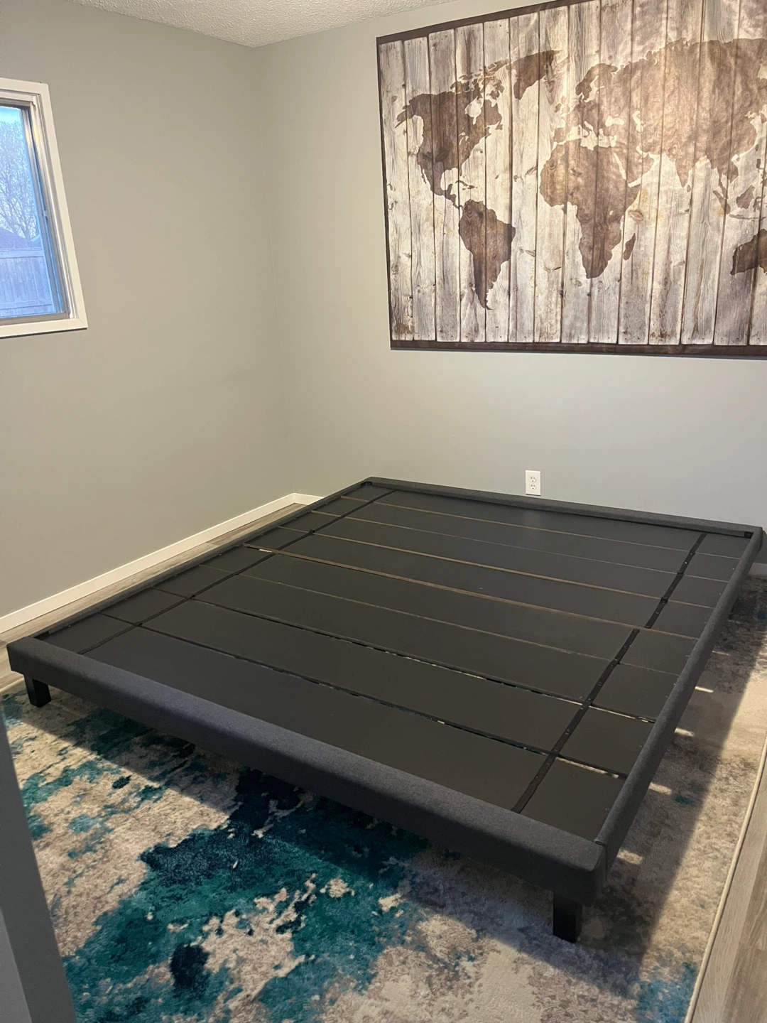 Dark Grey Upholstered Platform Bed Frame