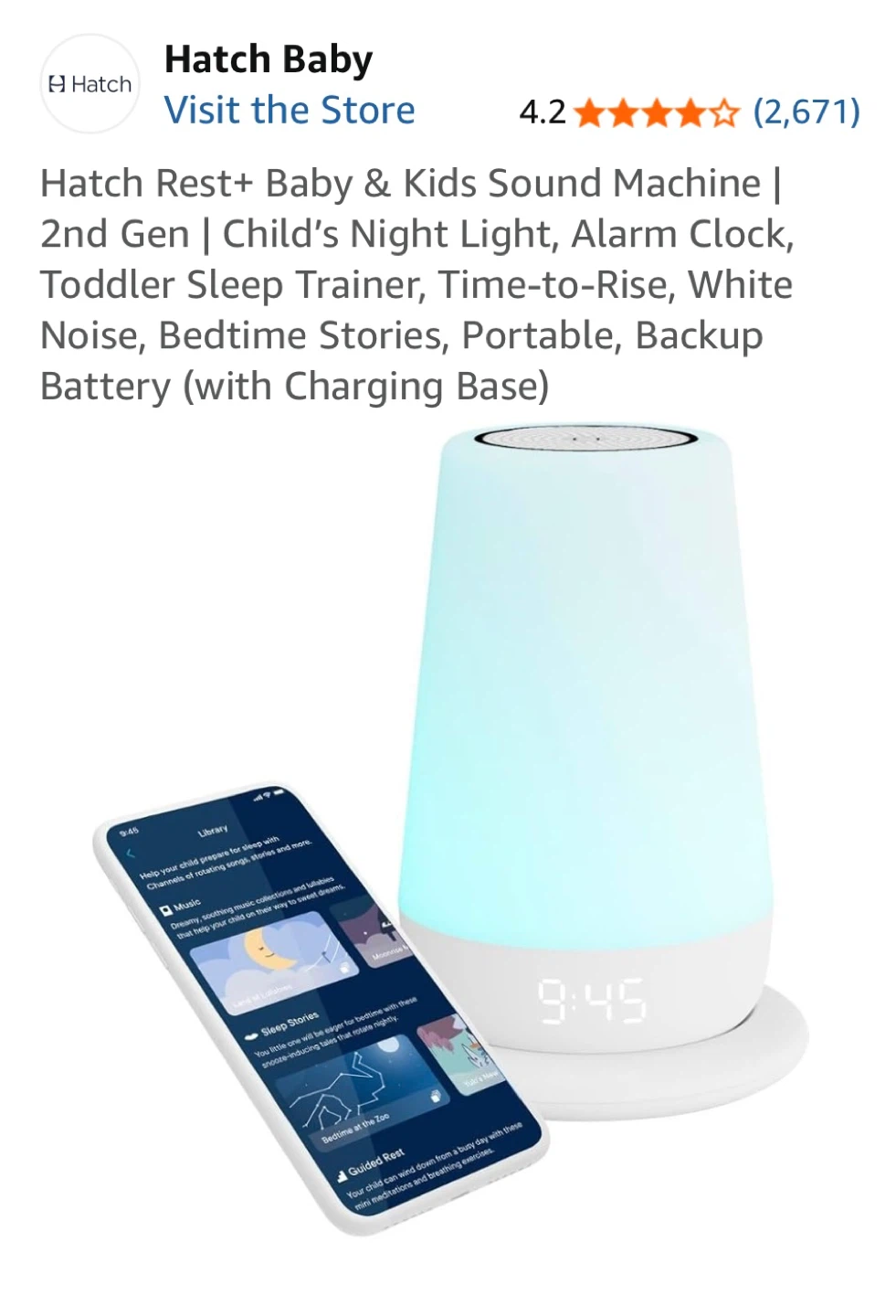 Hatch Rest+ 2nd Gen Baby & Kids Sound Machine Night Light - photo 2