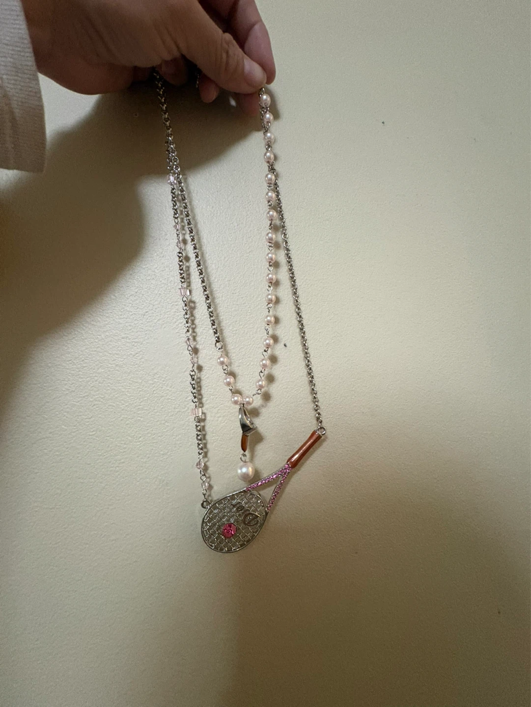 Dior Tennis Racket Necklace with Pearls and Crystals - photo 5