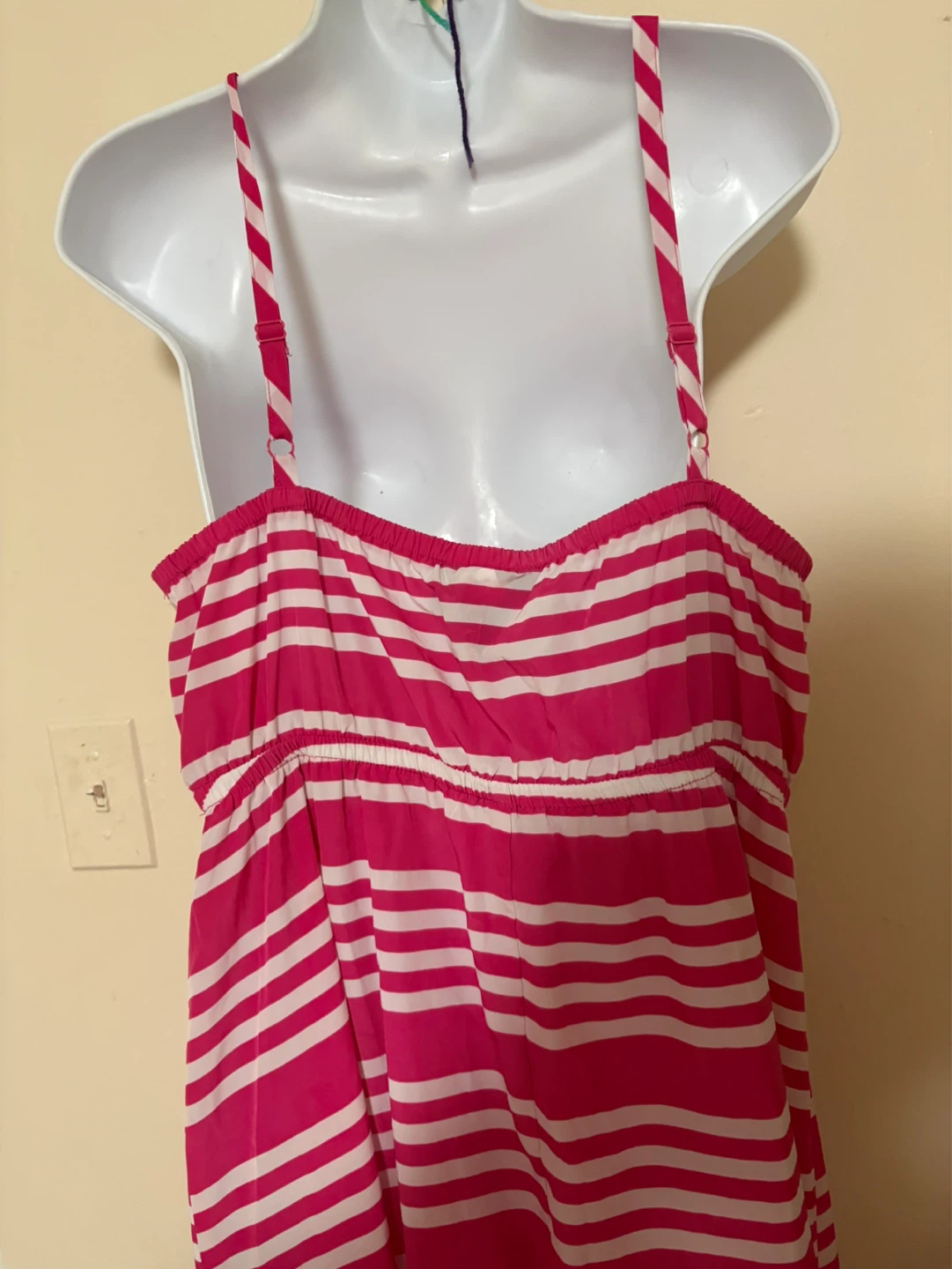 Pink and White Striped Spaghetti Strap Dress - photo 3