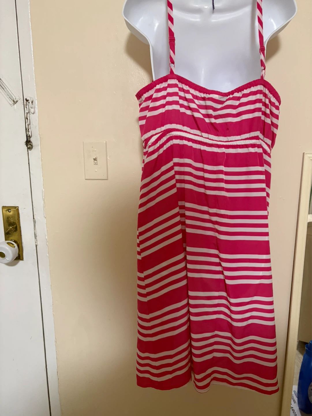 Pink and White Striped Spaghetti Strap Dress - photo 2