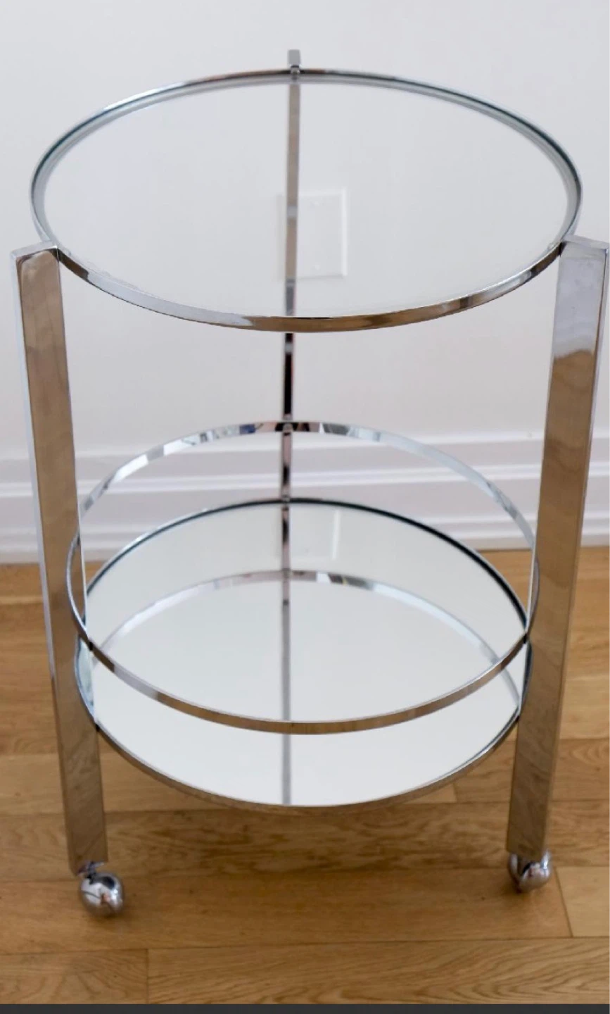 Cb2 Two-Tier Glass Bar Cart with Wheels - photo 2