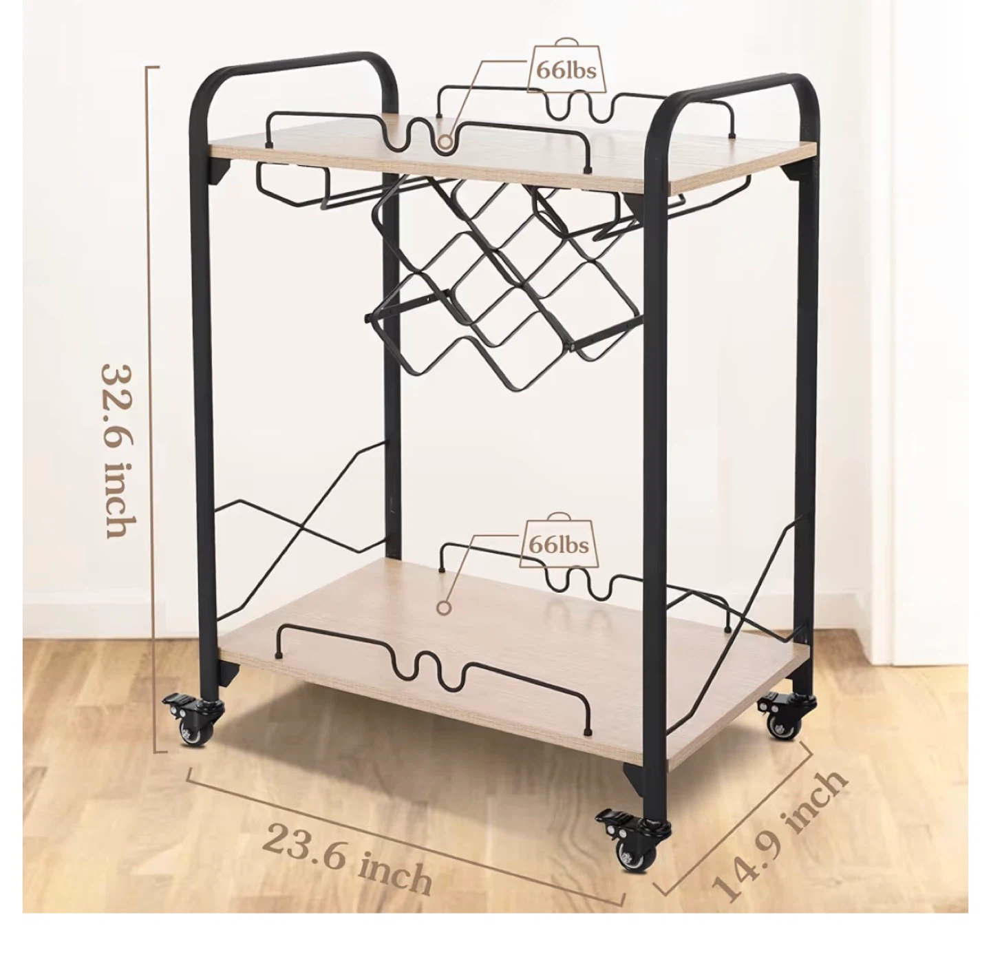 Gold and marble wood Rolling Bar Cart - photo 2