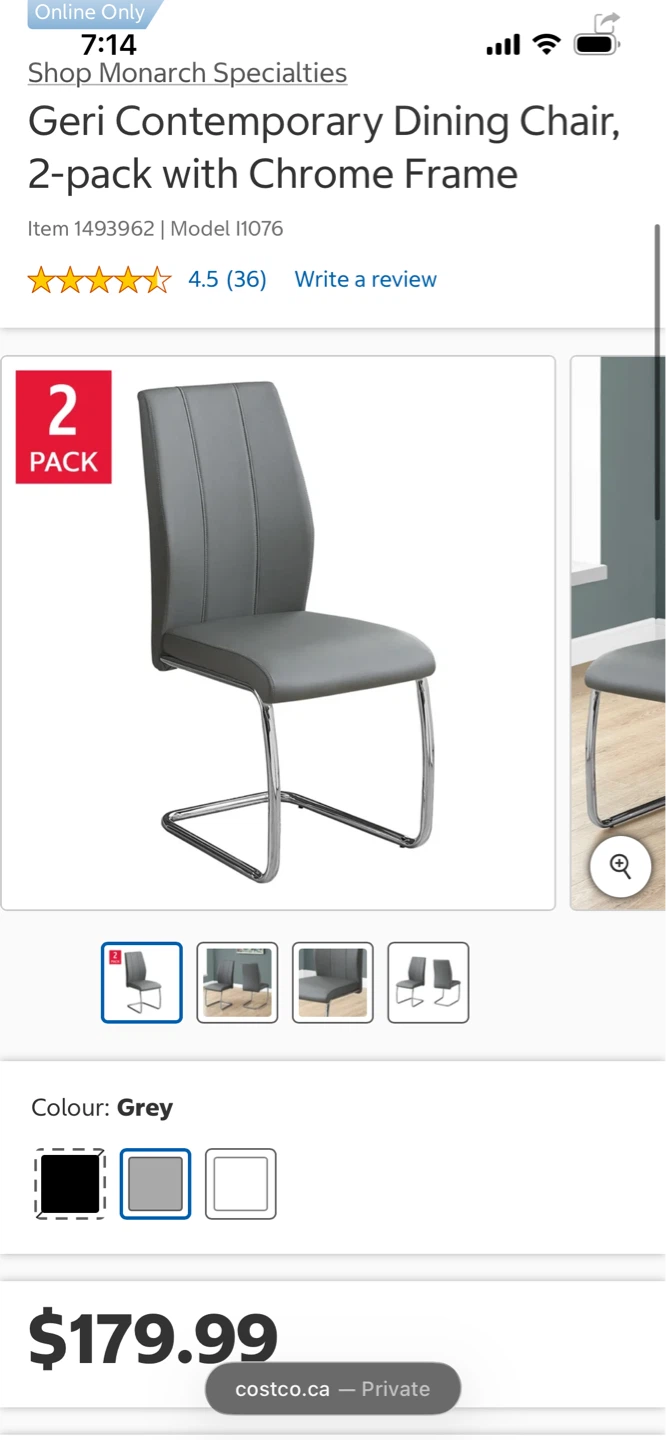 Monarch Specialties Geri Dining Chairs (Set of 4) - Grey - photo 5