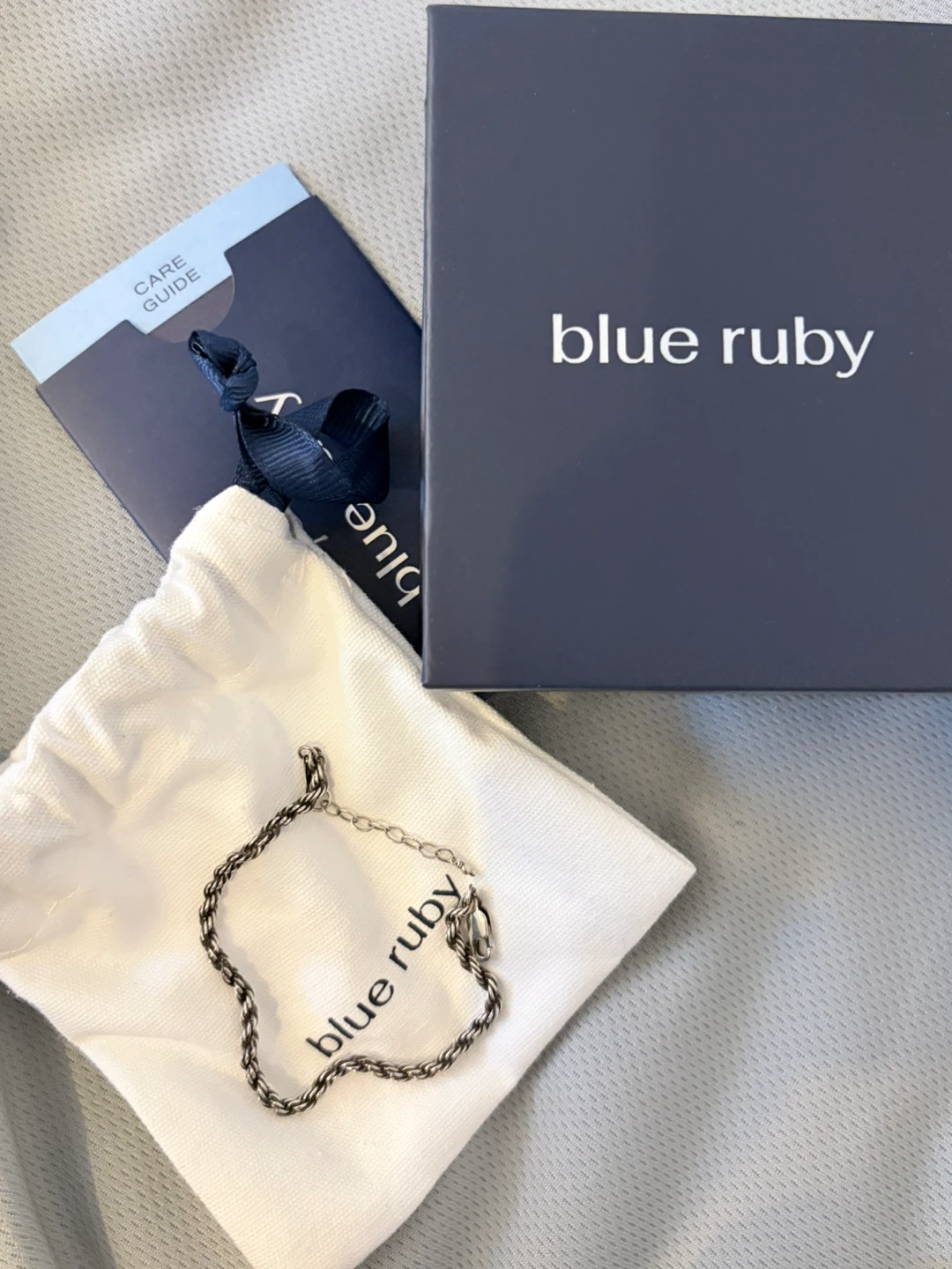 Blue Ruby Sterling Silver Rope Chain Bracelet