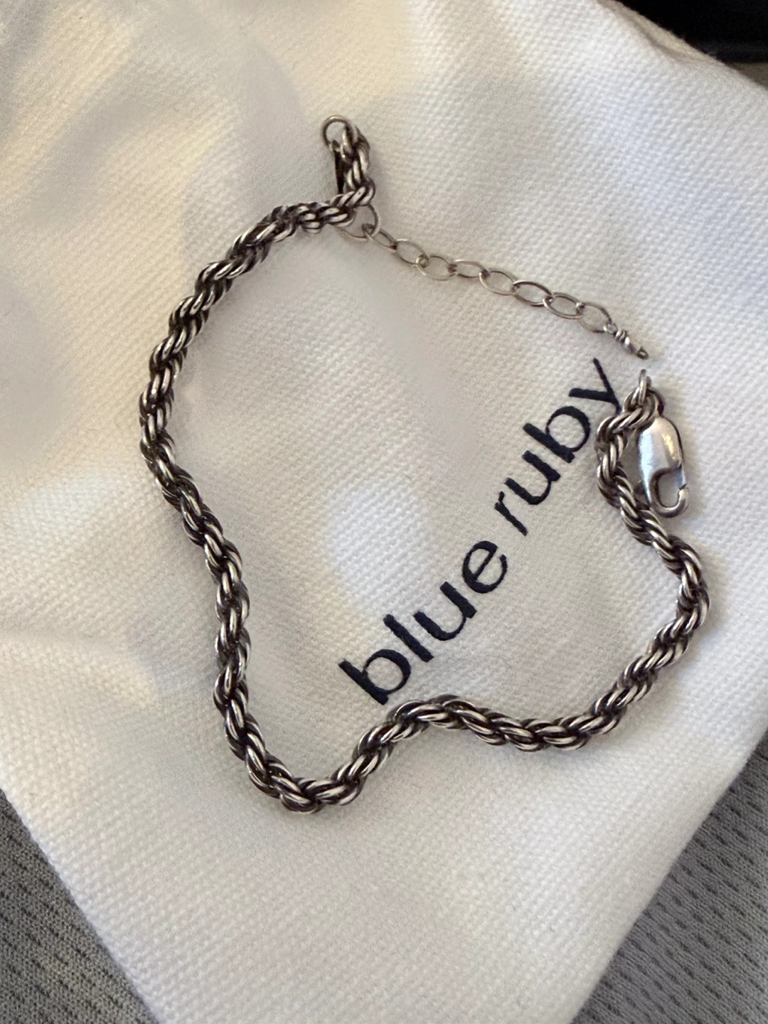 Blue Ruby Sterling Silver Rope Chain Bracelet - photo 2