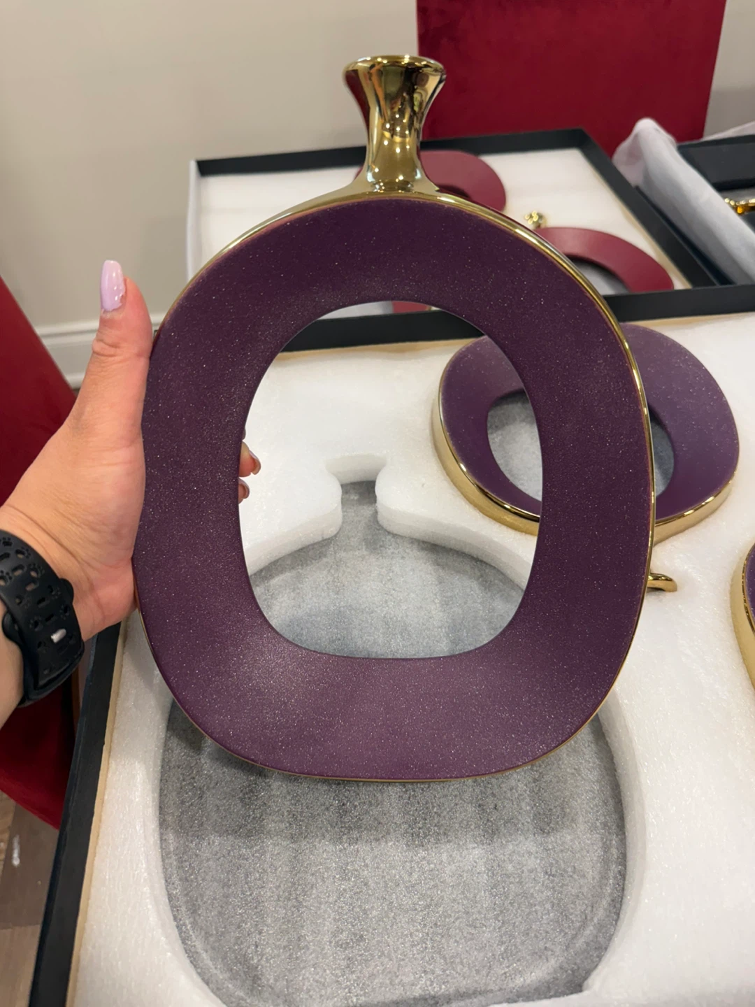 3 pieces of Ceramic Vase - Purple and Gold - photo 3