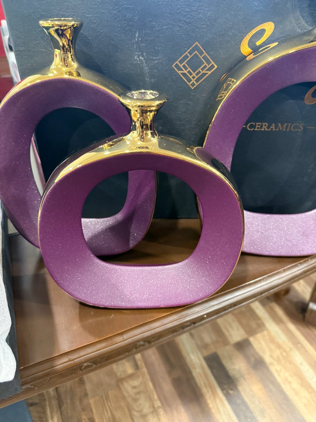3 pieces of Ceramic Vase - Purple and Gold - photo 5