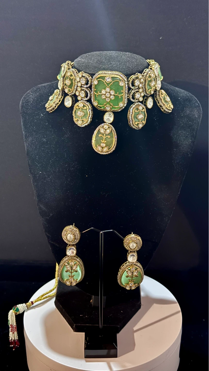 Mint green choker set by sabyasachi