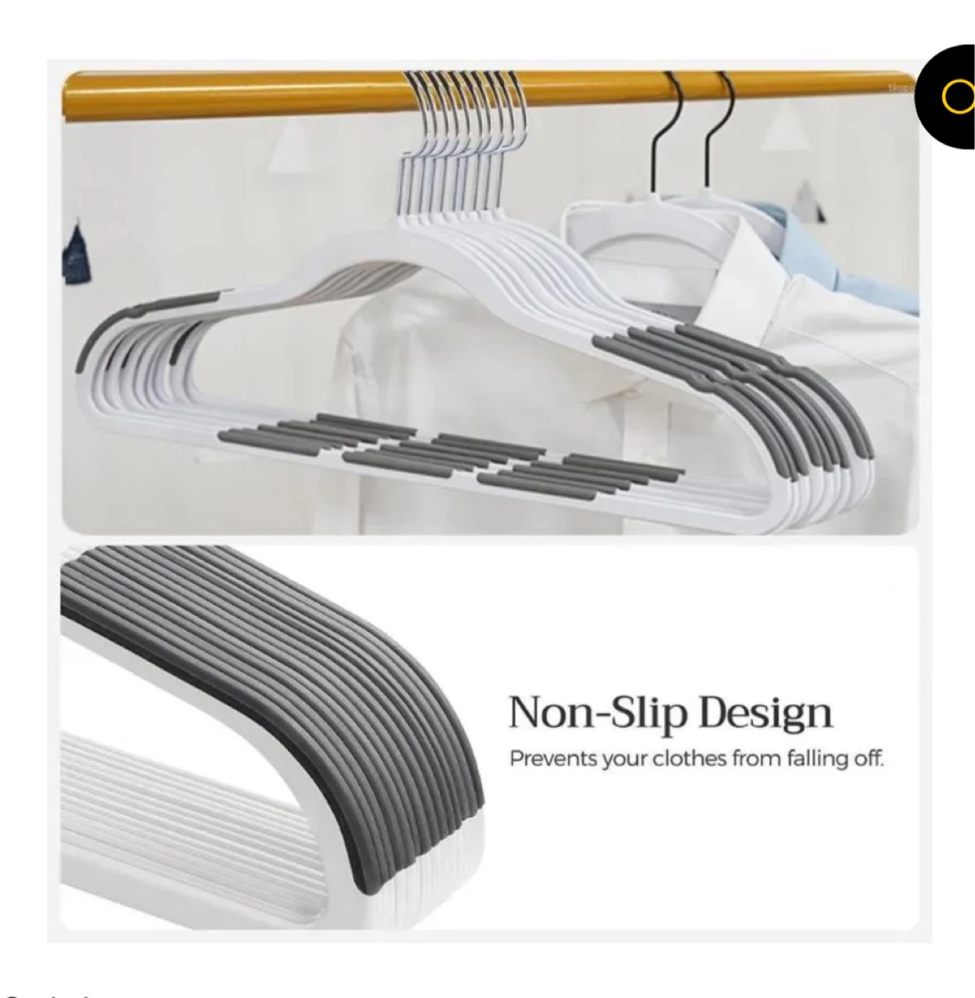 Set of 12 Non-Slip Slim Clothes Hangers Grey Plastic