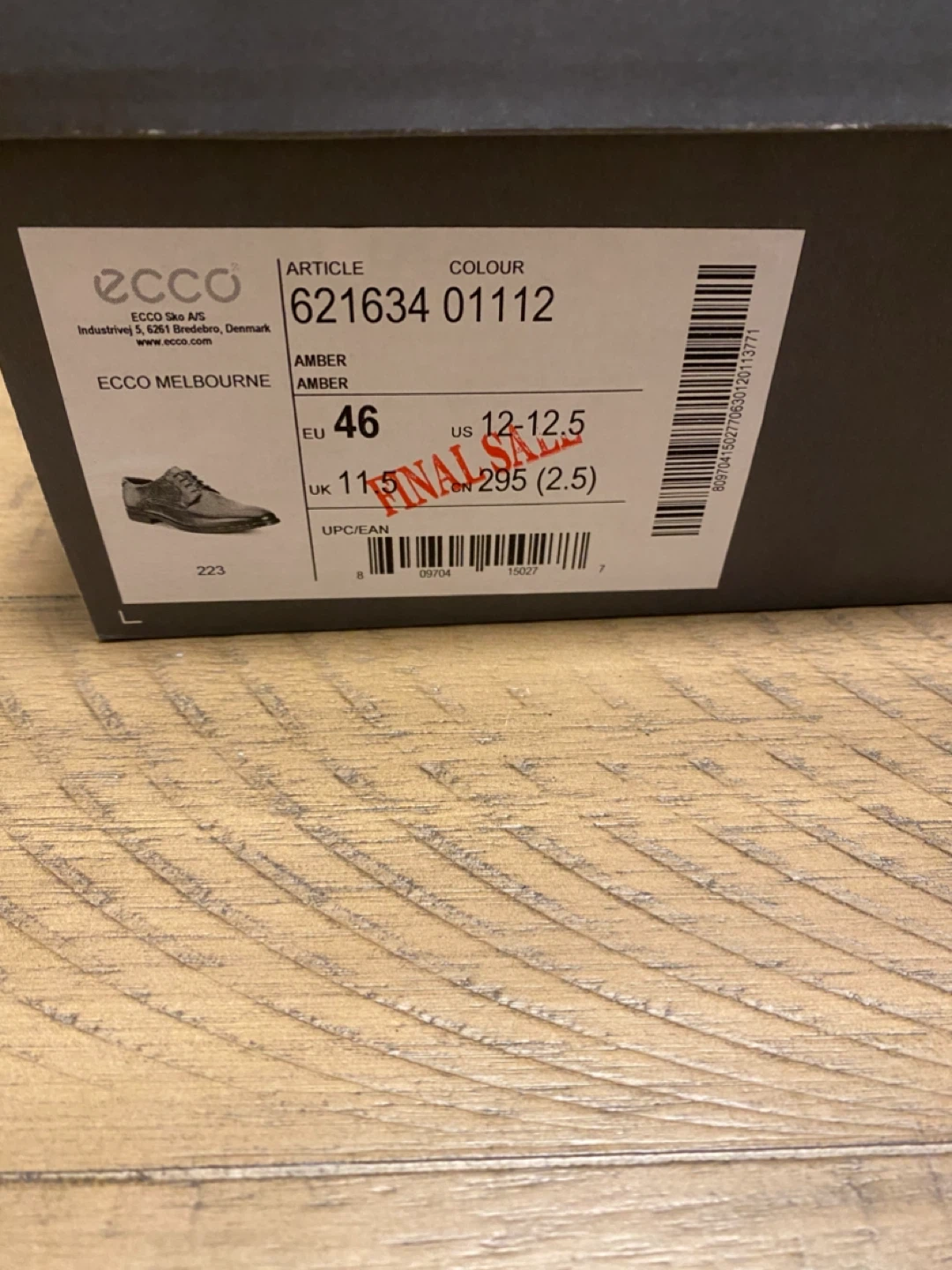 ECCO Melbourne Leather Derby Shoes Amber Size 46 - photo 2
