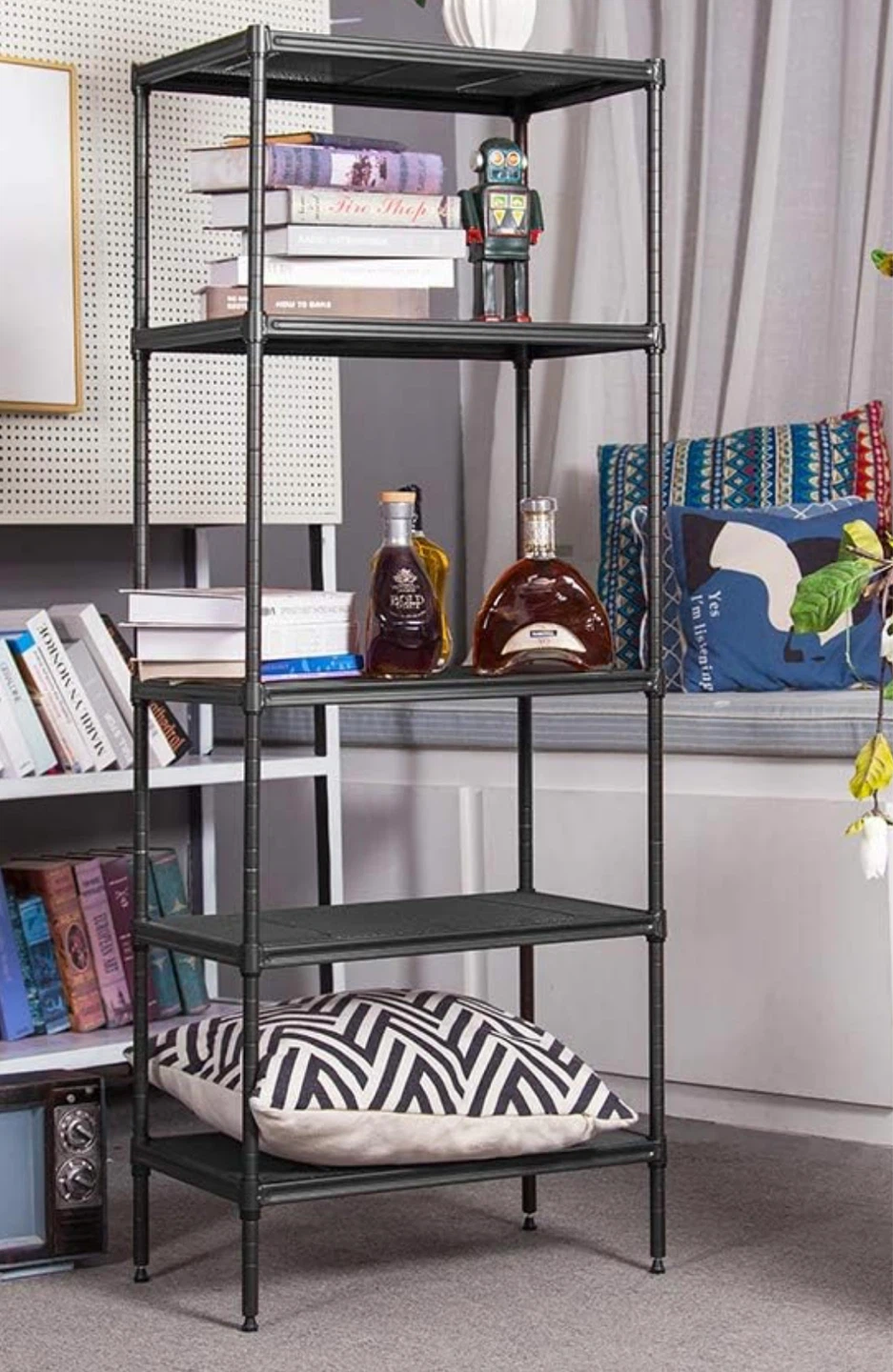 Black 5-Tier Wire Shelving Unit
