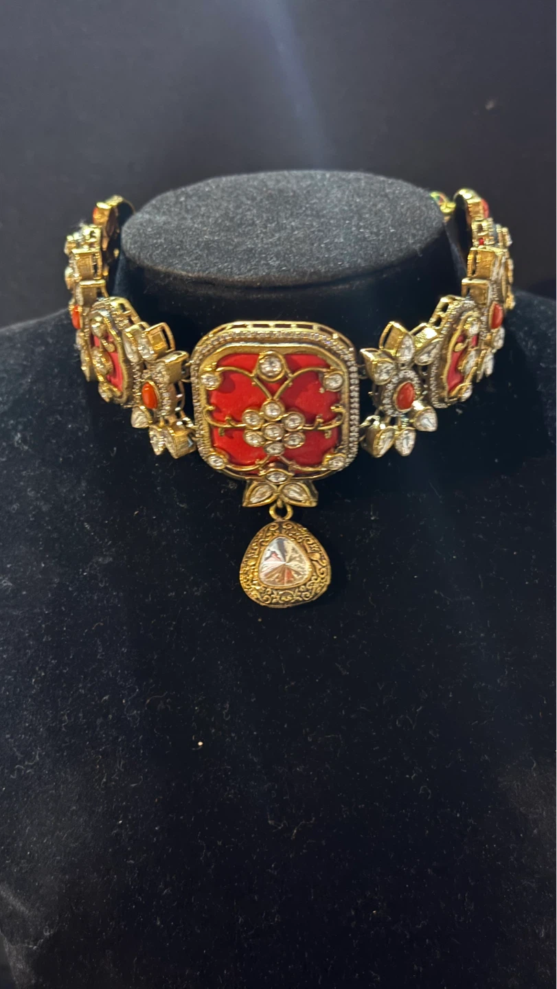 Red Choker Necklace set inspired by sabyasachi - photo 2