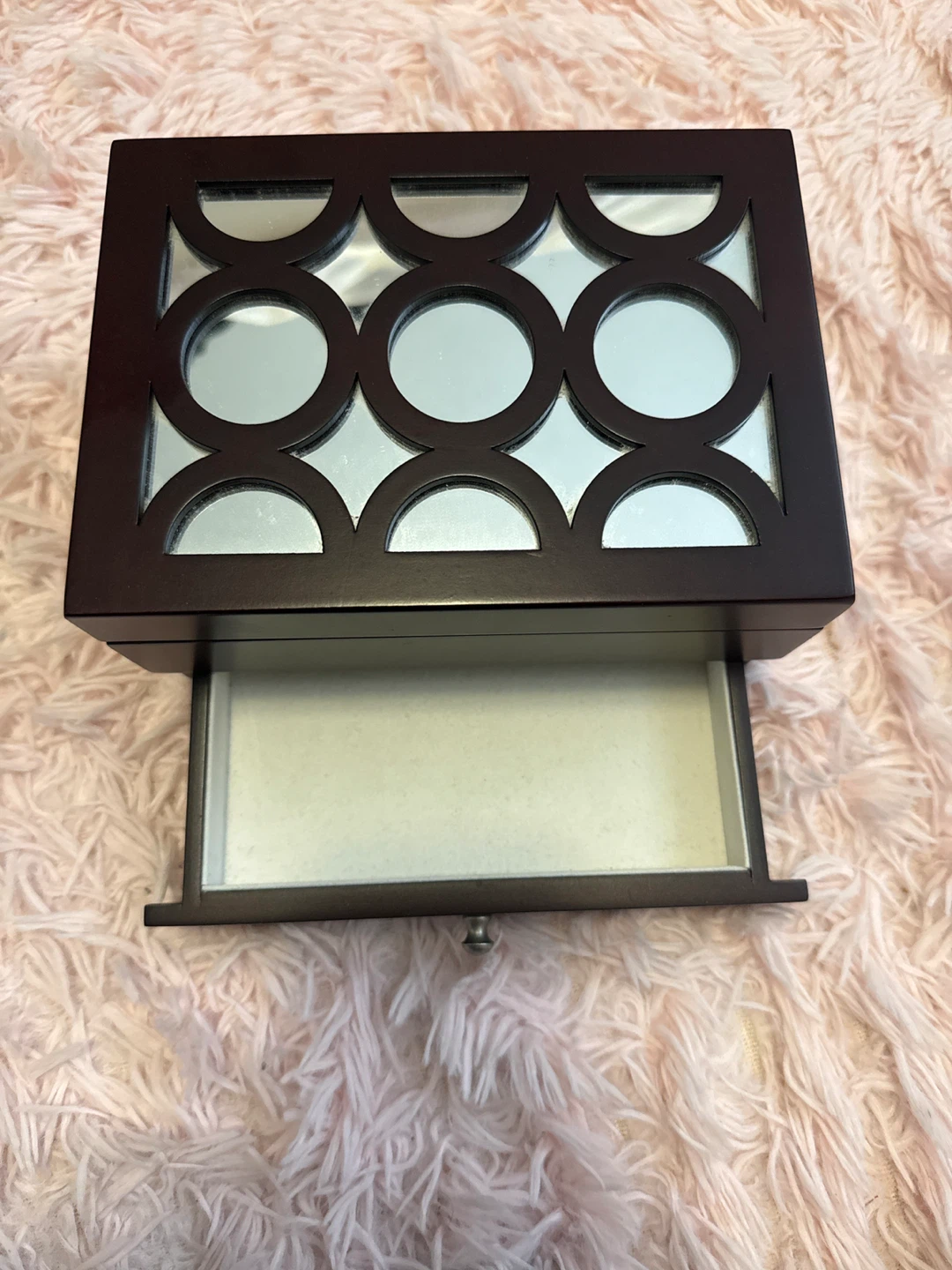 Dark Wood Jewelry Box with Mirror Accents - photo 2