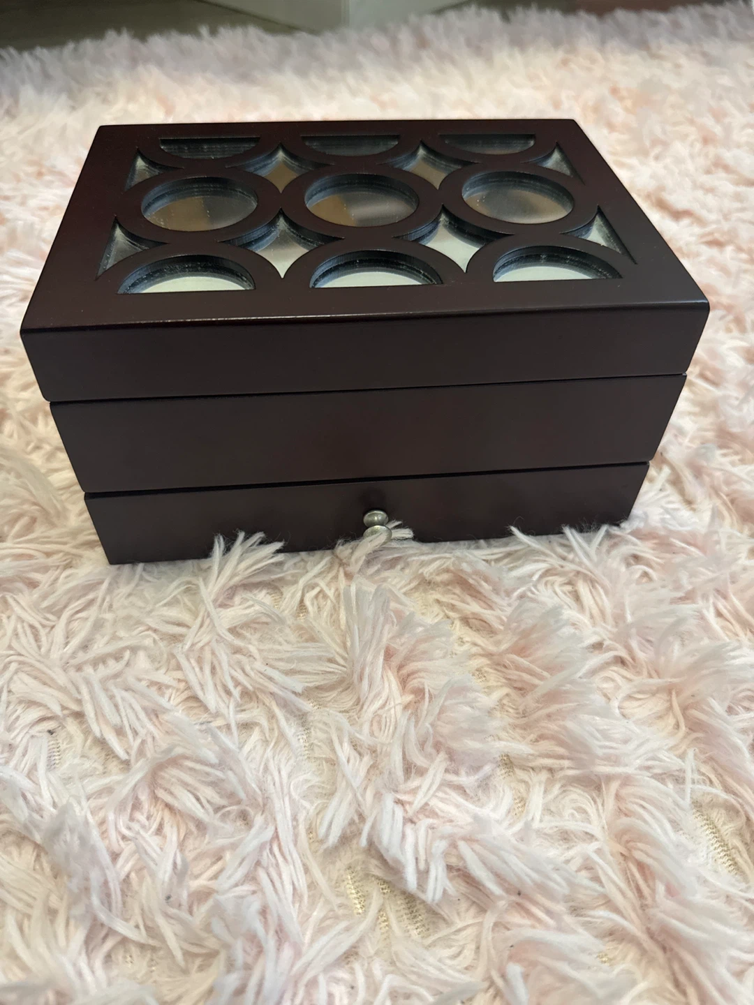 Dark Wood Jewelry Box with Mirror Accents
