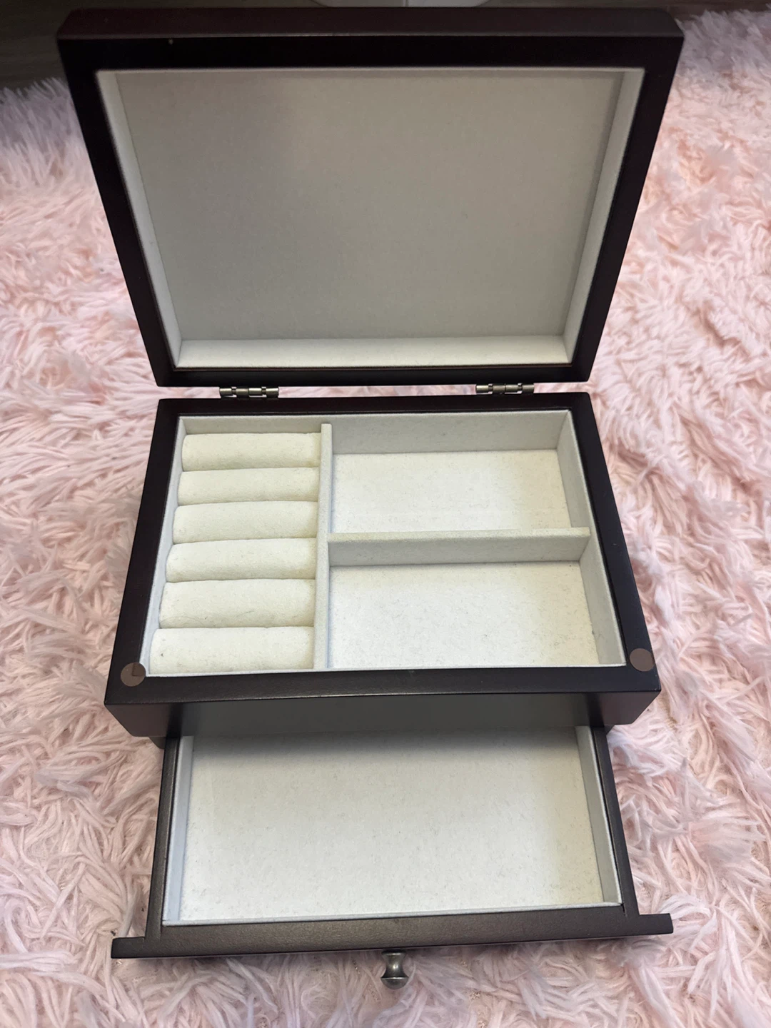 Dark Wood Jewelry Box with Mirror Accents - photo 3