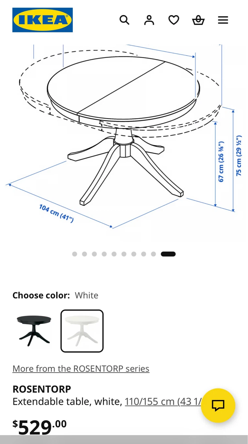 IKEA ROSENTORP extendable dining table white – 110/155 cm - photo 2