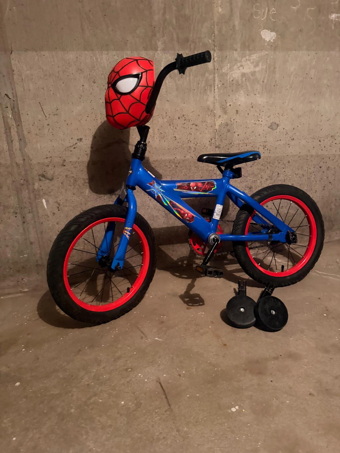 Kids Blue Spiderman Bike with Training Wheels