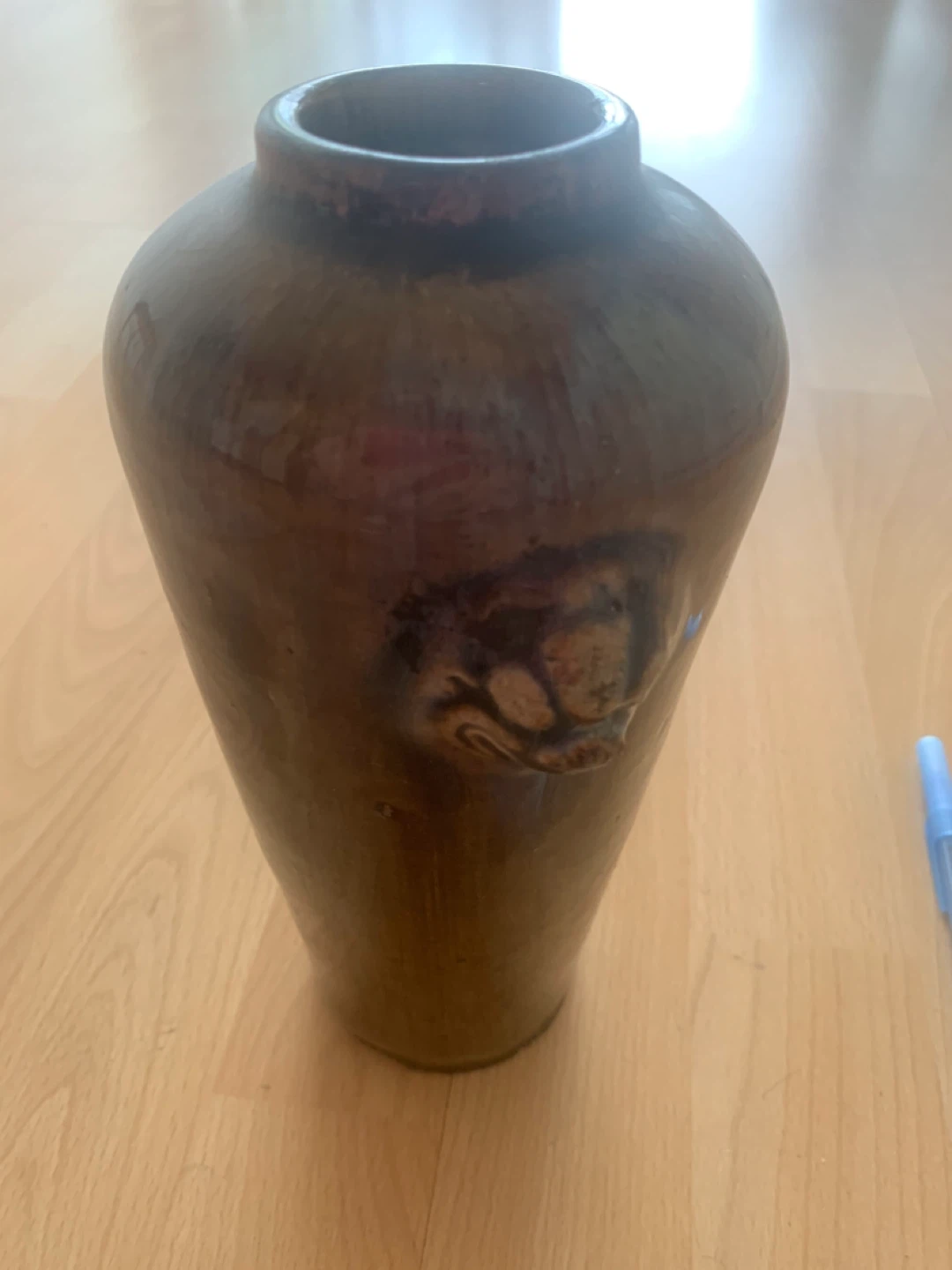 Vintage Ceramic Vase with Lion Head Detail