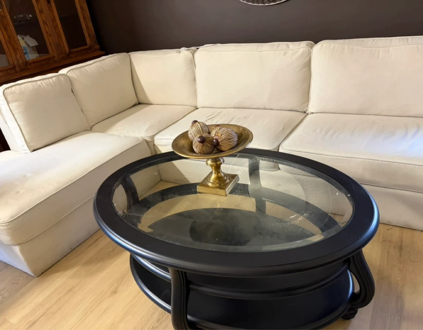 Dark Oval Coffee Table with Glass Top( Brand new condition) - photo 4