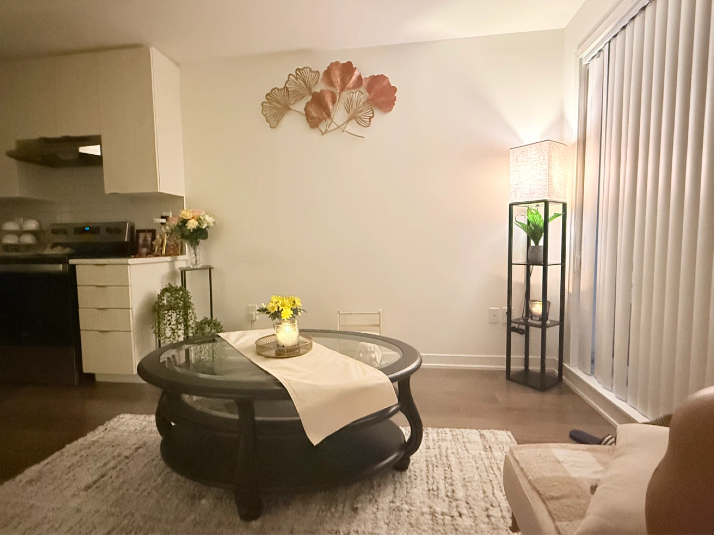 Dark Oval Coffee Table with Glass Top( Brand new condition)