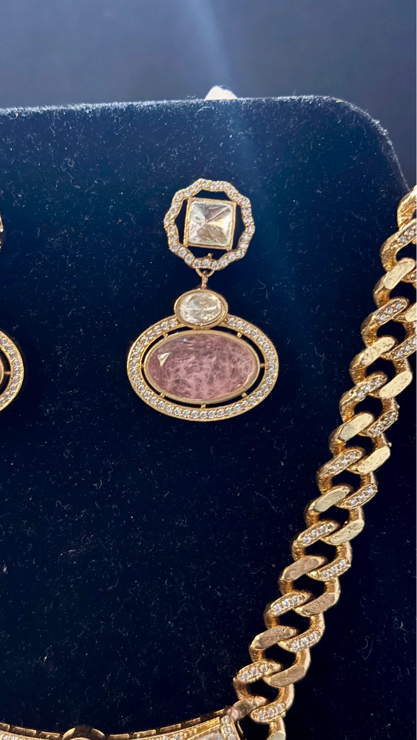 Pink moissanite doublet chain set - photo 3