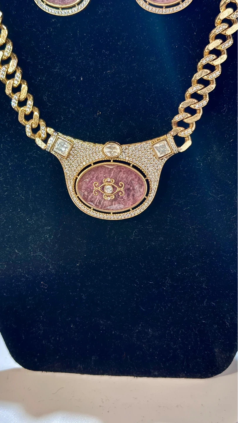 Pink moissanite doublet chain set - photo 4