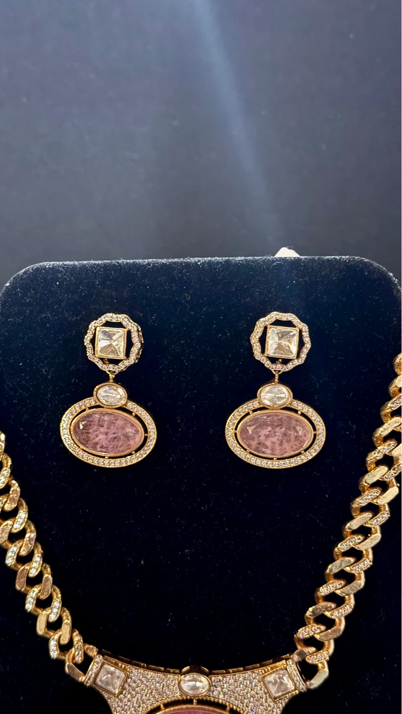 Pink moissanite doublet chain set - photo 2