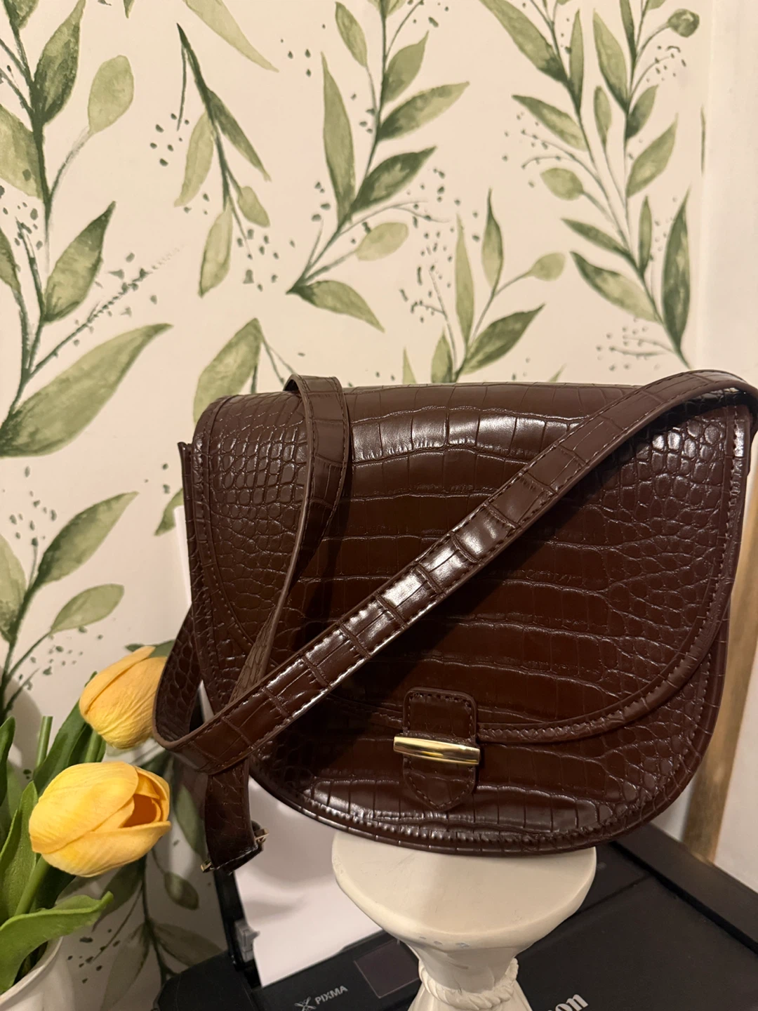 J. Crew Brown Croc Embossed Shoulder Bag - photo 2