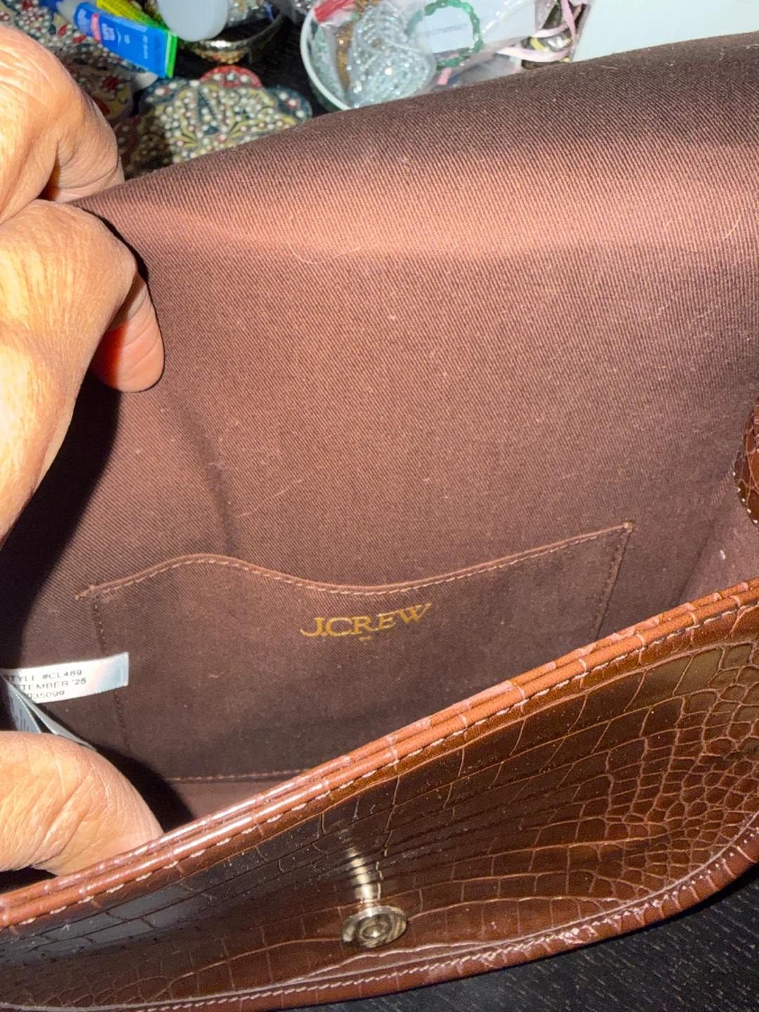 J. Crew Brown Croc Embossed Shoulder Bag - photo 3