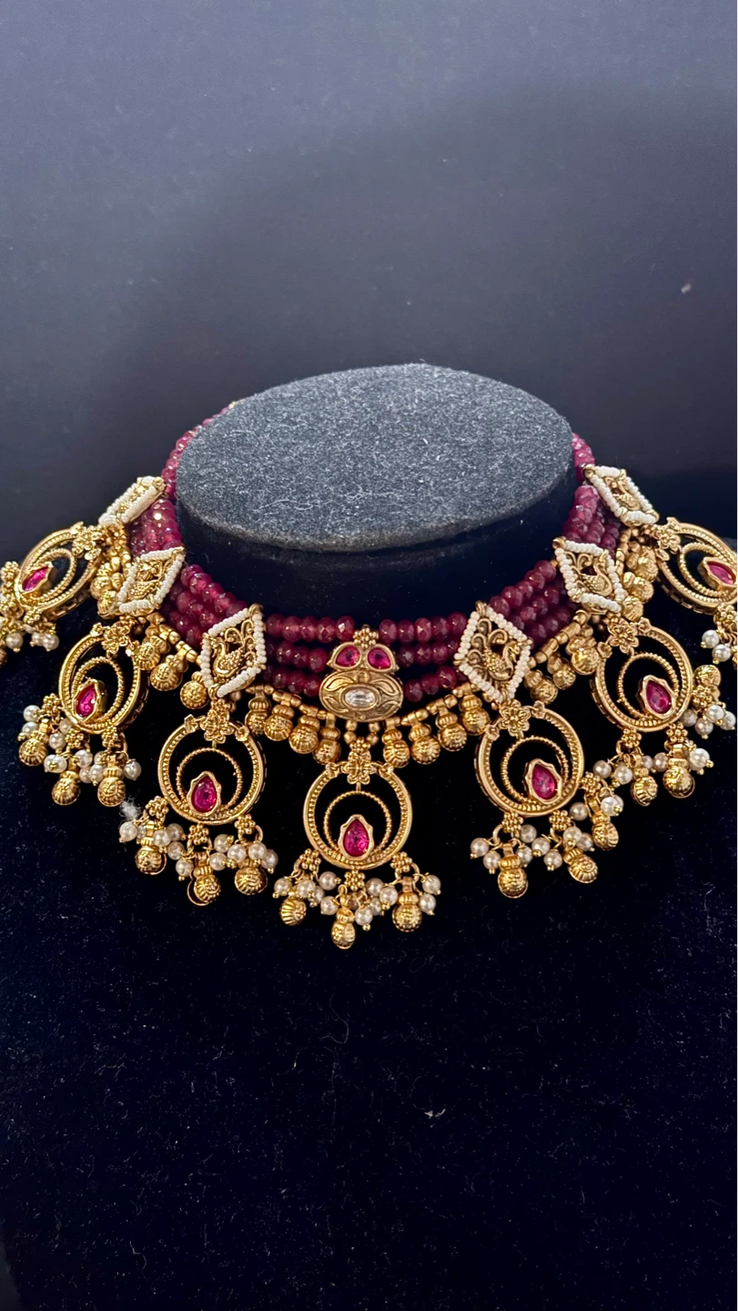 Maroon antique choker set - photo 2