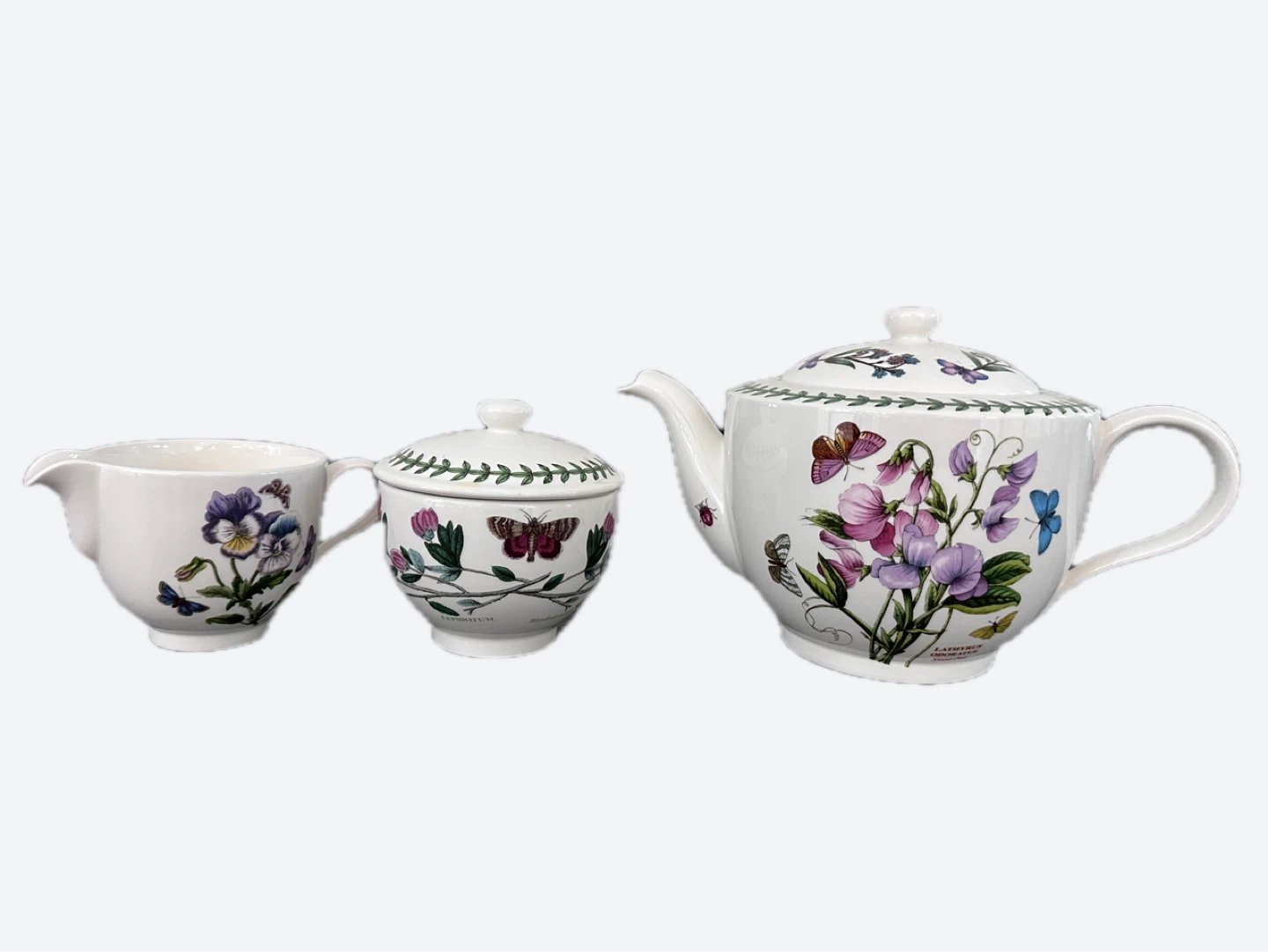 Portmeirion Botanic Garden Teapot, Creamer & Sugar Set