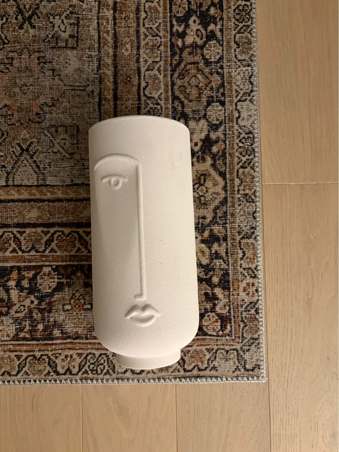 White Abstract Face Ceramic Vase