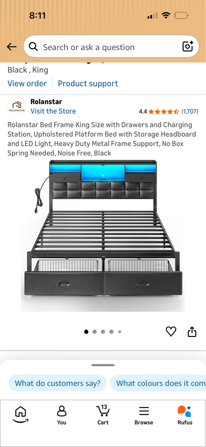 Rolanstarr King Size Bed Frame with Drawers and LED Light - photo 3
